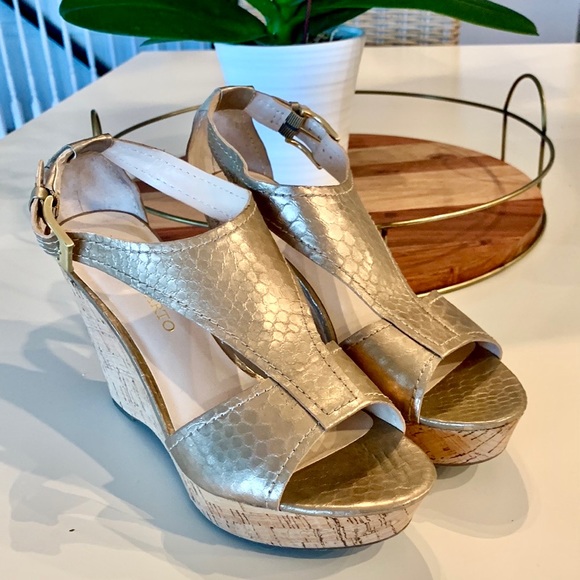 Franco Sarto | Shoes | Beautiful Franco Sarto Light Gold Wedgessize 8 2 |  Poshmark